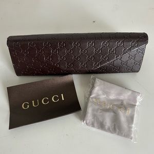 Gucci Trifold Collapsible Snap Eyeglasses SunGlasses Case Brown GG